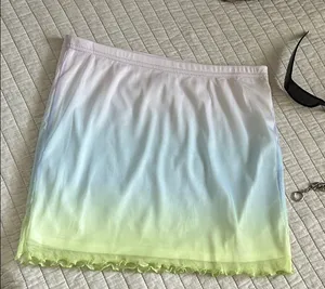Dolls Kill Cute pastel ombré pull on mesh Y2K lettuce, trim, rave party mini skirt M thumbnail 1