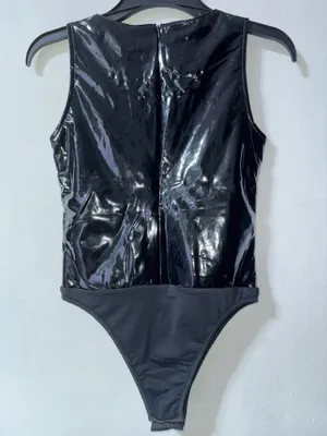Oh Polly Plunge Neck Bodysuit Black thumbnail 3
