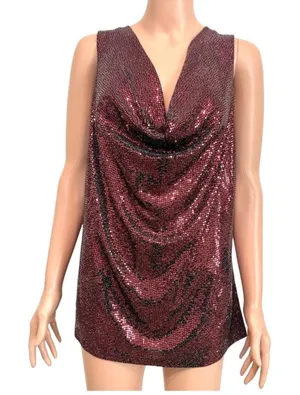 New York & Co large cowl neck low back sequin top TB2 3652 thumbnail 1