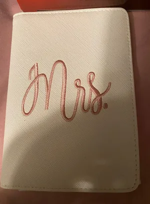 NEW Mrs. passport wallet white with embroidered letters. thumbnail 1