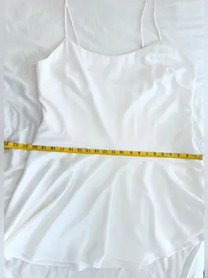 NWT Abercrombie & Fitch Asymmetrical Hem Mini Dress – White Satin – LP thumbnail 9