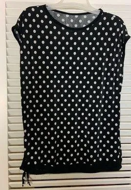 L/XL Black polka dot cotton tie up blouse thumbnail 1