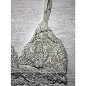 Aerie Lace Bralette - Light Gray Floral Lace Small Medium thumbnail 3