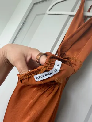 Pepper Mayo Rust/Caramel Halter Maxi Dress - Size 6 thumbnail 6
