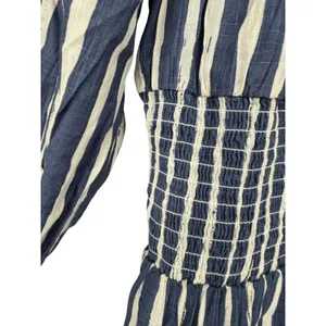 NWT Anthropologie Long Sleeve Sweetheart Midi Dress Blue Striped Size Small Boho thumbnail 12