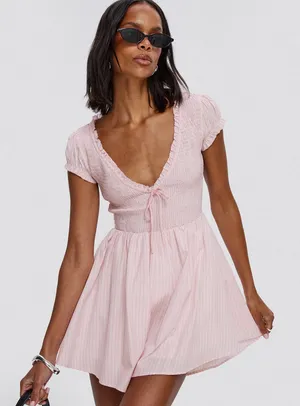 Princess polly wescott pink and white stripe romper thumbnail 1