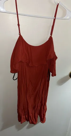 Off-Shoulder Burnt Orange Dress - Forever 21 - M/Medium thumbnail 1