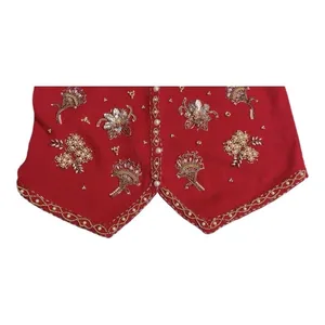 VTG Claudia D Beaded Sweater Vest Red Floral Pearl Embellished Large thumbnail 6