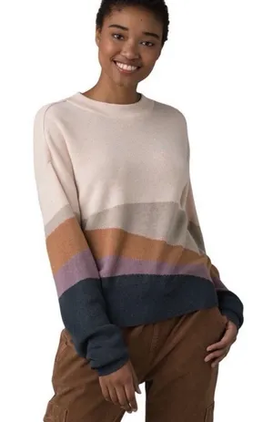 Prana Striped Crewneck Sweater in Cream, Tan & Navy size large thumbnail 1