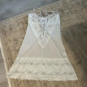 Shirley of Hollywood White lace babydoll dress with adjustable straps and lace trim thumbnail 2