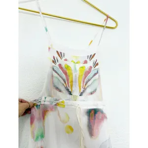 Free People Sounds Of Spring Maxi Dress Size 6 Ivory Watercolor Bib Overall thumbnail 5