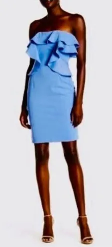 Alexia Admor Dress Women 6 Blue Strapless‎ Ruffle Peplum Sheath Cocktail Party thumbnail 1