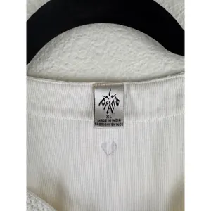 Prana White‎ Knit Crochet Trim V-Neck Long Sleeve Casual Top Womens XL Hiking thumbnail 2