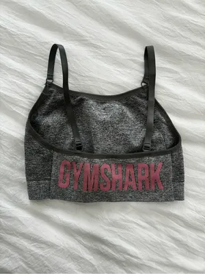 Gymshark Gray & Black Seamless Adjustable-Strap Sports Bralette with Pink Logo thumbnail 2