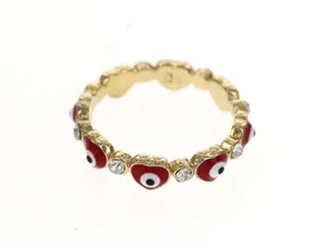Gold Plated Red Heart Evil Eye Ring thumbnail 2