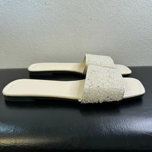 New. Elegant white Beaded Women's Casual Slide Sandals– Comfortable thumbnail 4