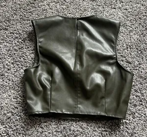 ZARA Leather Cap Sleeve Top thumbnail 3