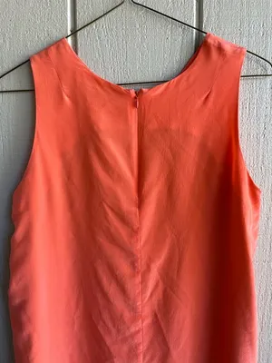 Amanda‎ Uprichard Silk Coral Orange Sleeveless Shift Mini Dress Size L thumbnail 6