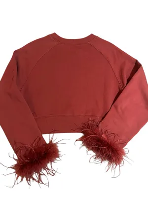 Noli The Nola Shop burgundy crewneck feather cuffs size Large thumbnail 2