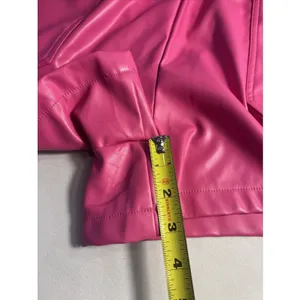 NWT ee:some Faux‎ Leather High Waisted Shorts Hot Pink Elastic Waist Size Large thumbnail 8