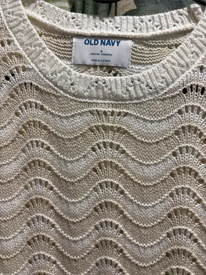 Old Navy Cream Crochet Knit Sleeveless Midi Dress thumbnail 2