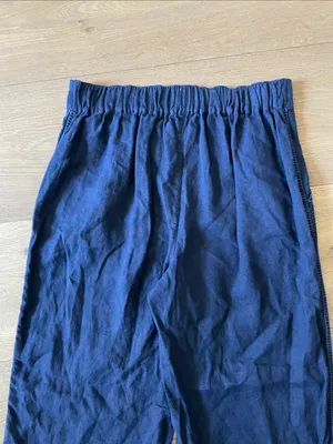 Joie Navy Blue Wide-Leg Pull-On Pants Size Medium 100% Linen thumbnail 10