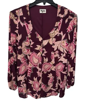 Show Me Your Mumu Bailey Paisley‎ Print Tie Back Romper Playsuit Size M Burgundy thumbnail 1