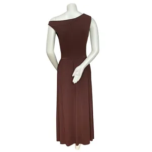Zesica Dress Off One Shoulder Dropped Waist Brown Clingy Fitted Small Sleeveless thumbnail 5