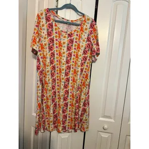The‎ Pioneer Woman 1X Floral & Striped Short Sleeve Dress For Women thumbnail 2