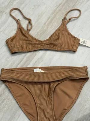 Aerie Real Good Ribbed Bikini Set Brown Mixed Size XS Top S Bottom 075-1753-5467 thumbnail 1