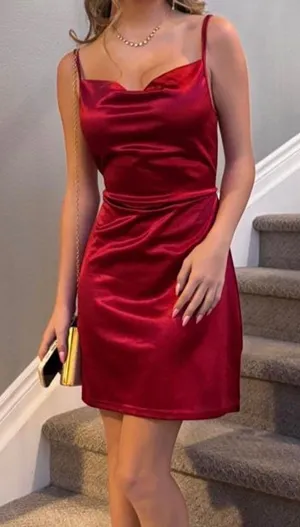 Amazon Red crawl neck dress thumbnail 1