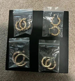 Set Of “4” Gold Tone Hoop Earrings- New In Bags thumbnail 1