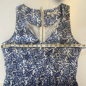 Milly Blue White Cotton Floral Sleeveless‎ V-Neck Shift Dress Sz 10 Fit & Flare thumbnail 14