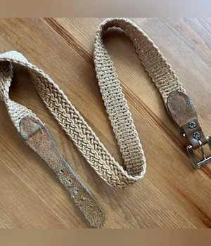 Vintage Brown Leather Buckle Braided Woven Rope Western Boho Belt thumbnail 2