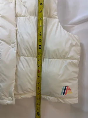 Cream Puffer Vest with Rainbow Accent White Size XL thumbnail 7