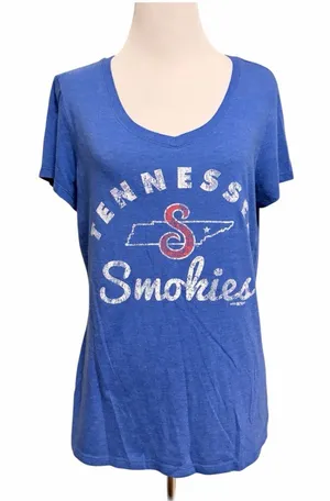 District made medium Royal Blue Tennessee Smokies Baseball v-Neck Graphic Tee thumbnail 1