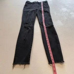 Madewell Black Skinny Jeans Distressed Raw Hem Stretch Denim thumbnail 5