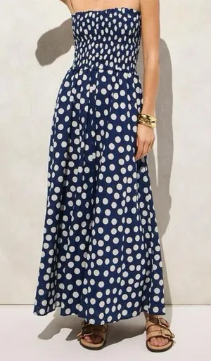 JCrew smacked white and blue polka dot maxi dress in size M #polkadot #maxi thumbnail 1