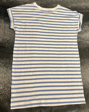 Womens medium petite GAP Blue/White Striped Pocket T-Shirt Dress-Casual Mini thumbnail 2