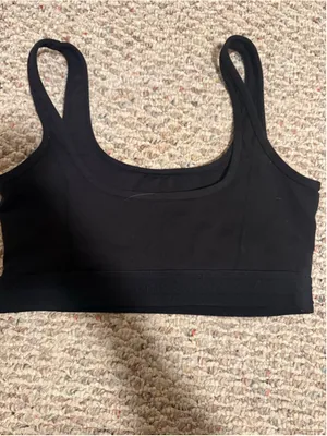 KITH Laila Double Scoop Black Sport Lounge Bra Logo Tape- Size Medium thumbnail 9