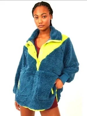FP movement fleece green + yellow vintage 90s Size M Preloved thumbnail 1
