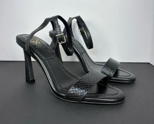 Black Heels Strappy High Heel Textured Sandals Vince Camuto thumbnail 1