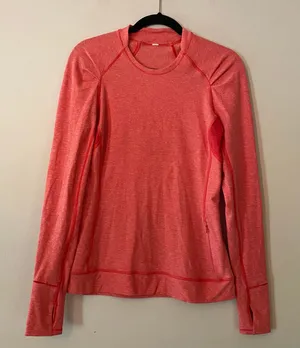 Lululemon Heathered Pink Long Sleeve Crewneck Shirt Athleisure Women's size 6 thumbnail 1