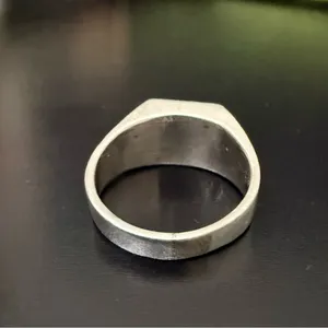 Vintage Sterling Silver Turquoise Inlay Signet Ring Size 7 thumbnail 5