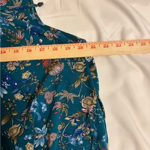 Umgee Teal Floral Sleeveless Boho Tunic Top Tie Neck Size M thumbnail 5