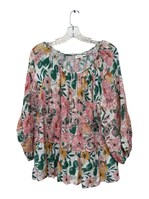 Penelope Rose Fairycore Eyelet Floral Blouse L Cottagecore Boho Peasant thumbnail 2