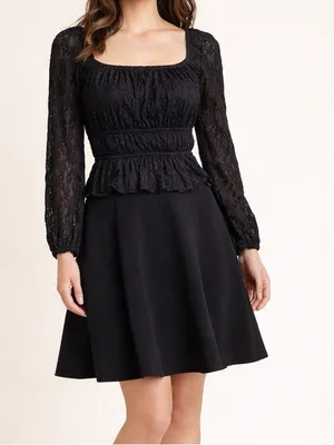 Black Lace Peplum Long thumbnail 6