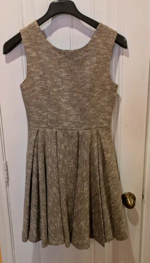 Anthropologie Paper Crown "Parkside" Sparkle Tweed Pleated Fit & Flare Dress S thumbnail 1