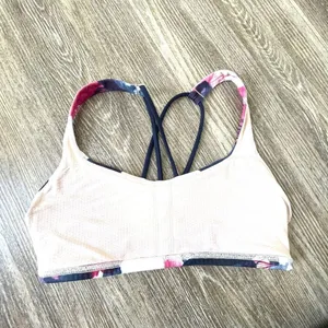 Lululemon pink and blue criss cross strap sports bra thumbnail 4
