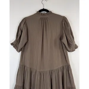 Apiece Apart Womens Dress Brown Las Alturas Mini Tiered Puff Sleeve A Line XS thumbnail 11
